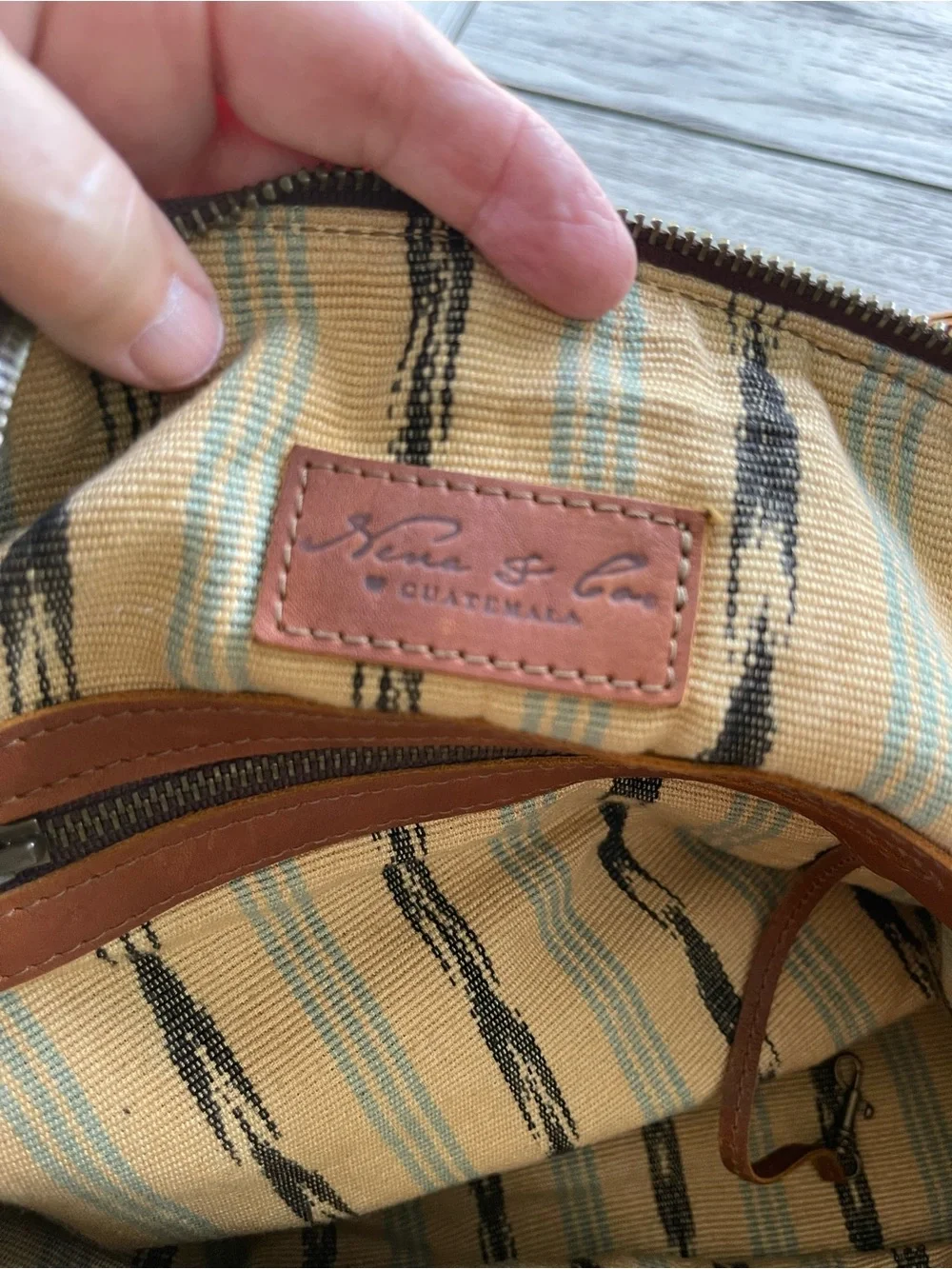 Nena & Co. Guatemalan Huipil Textile & Leather Upcycled Convertible Day Bag